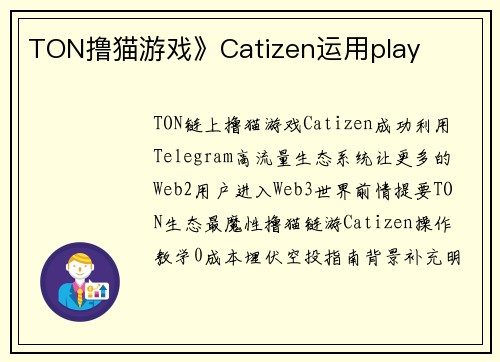 TON撸猫游戏》Catizen运用play